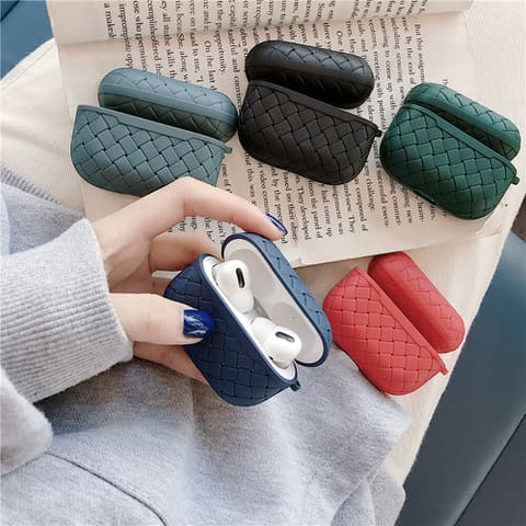 Apple Airpods Cases Covers Woven Pattern Silicone Soft