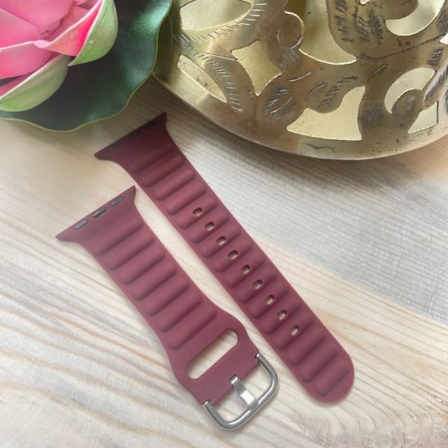 Ridge Silicone With Metal Buckel Apple Watch Band For 42-44-45-49 mm from hanging owl