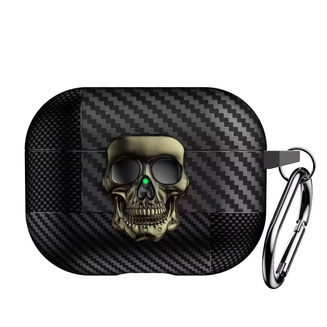 Bold and protective! The Skull Lock Carbon Fiber Pattern Case for AirPods 4th Generation offers a unique design, durability, and keychain portability. Perfect style statement!