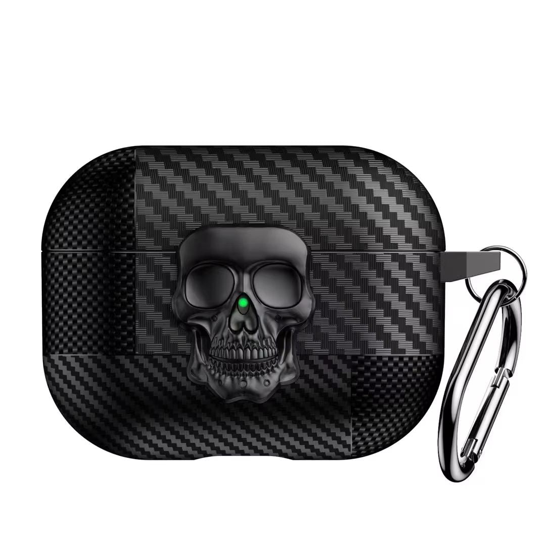 Bold and protective! The Skull Lock Carbon Fiber Pattern Case for AirPods 4th Generation offers a unique design, durability, and keychain portability. Perfect style statement!