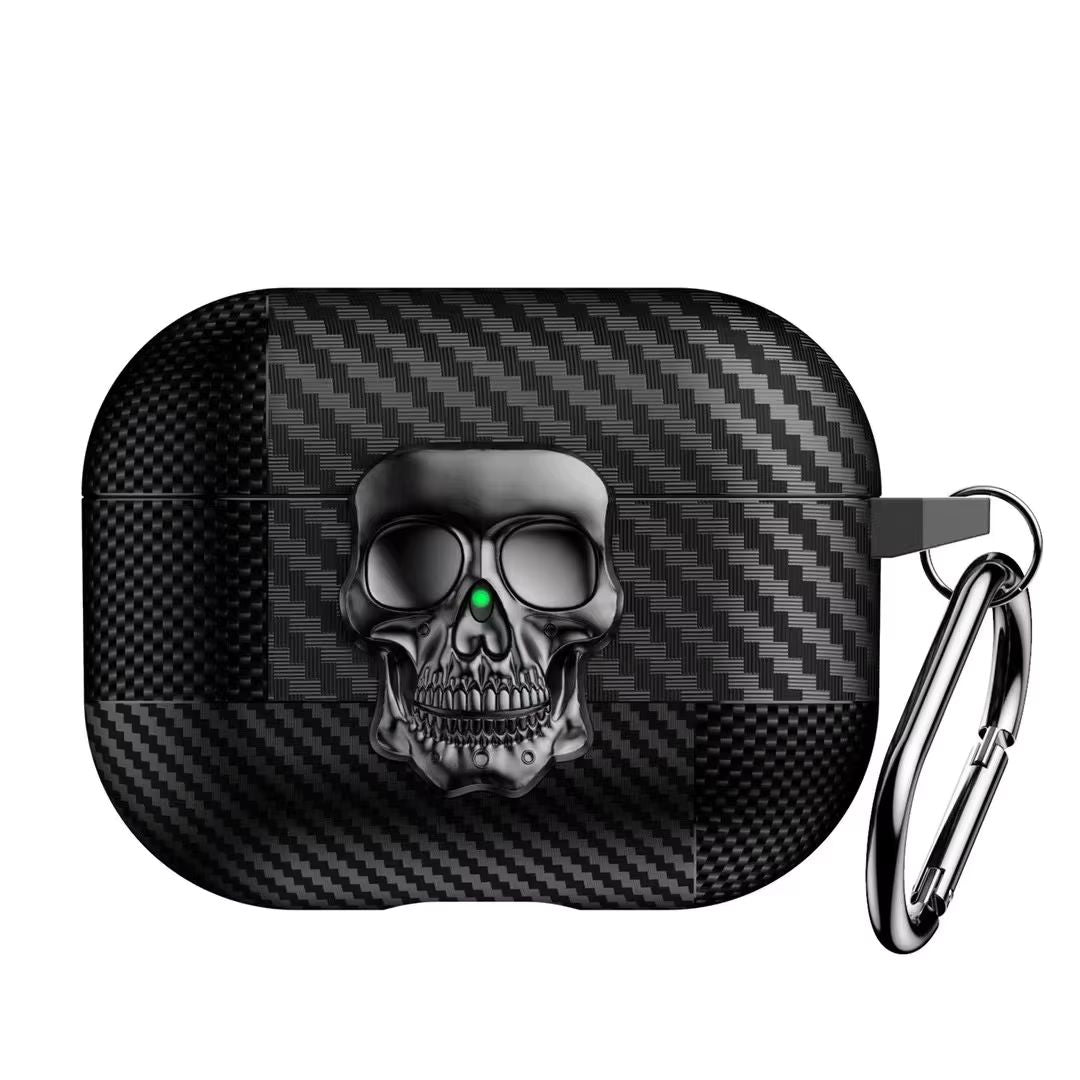 Bold and protective! The Skull Lock Carbon Fiber Pattern Case for AirPods 4th Generation offers a unique design, durability, and keychain portability. Perfect style statement!