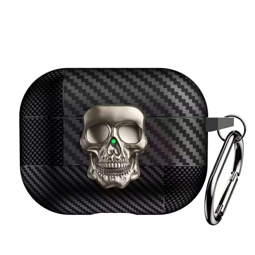 Bold and protective! The Skull Lock Carbon Fiber Pattern Case for AirPods 4th Generation offers a unique design, durability, and keychain portability. Perfect style statement!