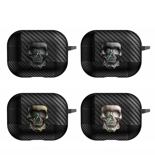 Skull Lock Carbon Fiber Pattern Apple Airpods Case Cover for Pro 2 Generation