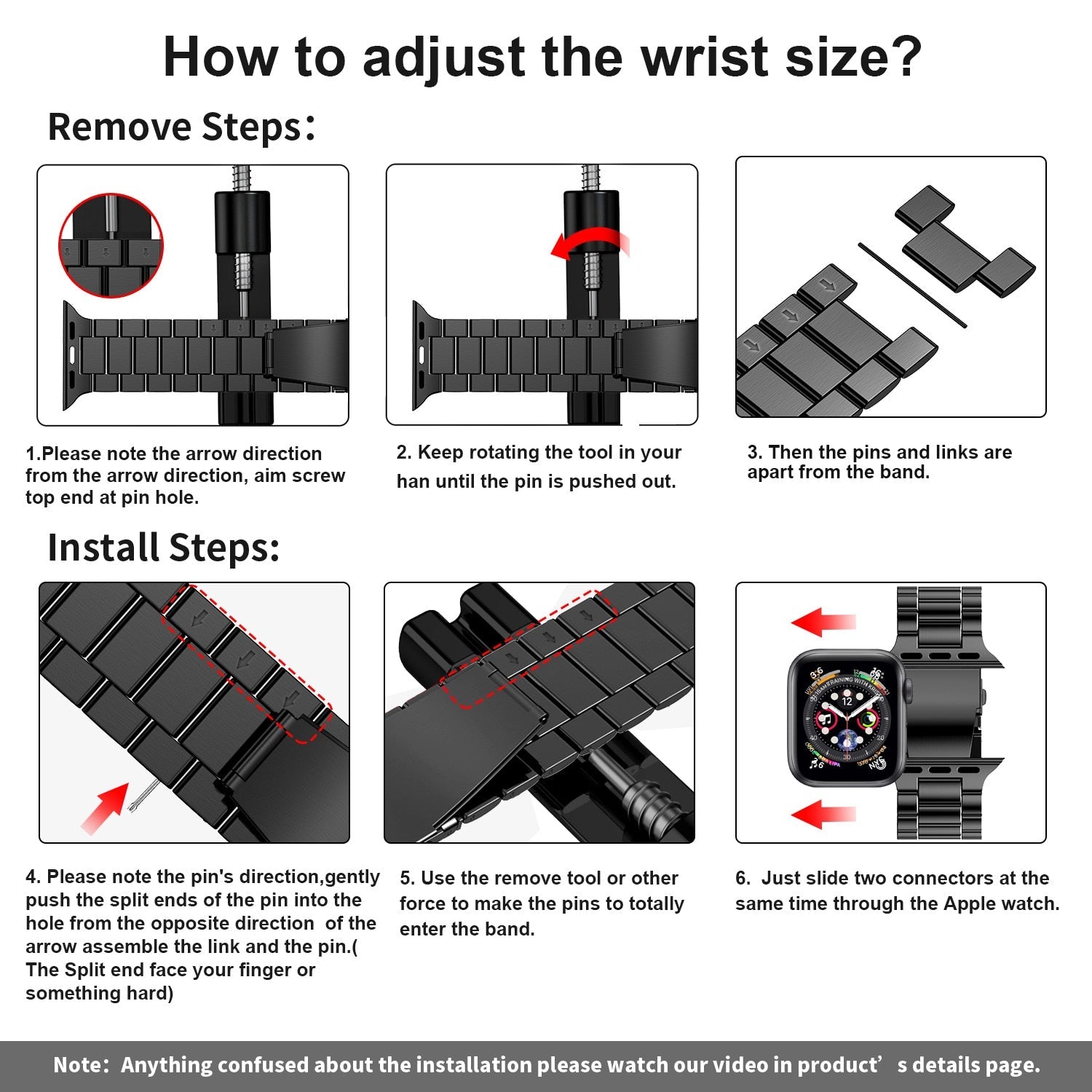 How to adjust size of stainless steel watch online band