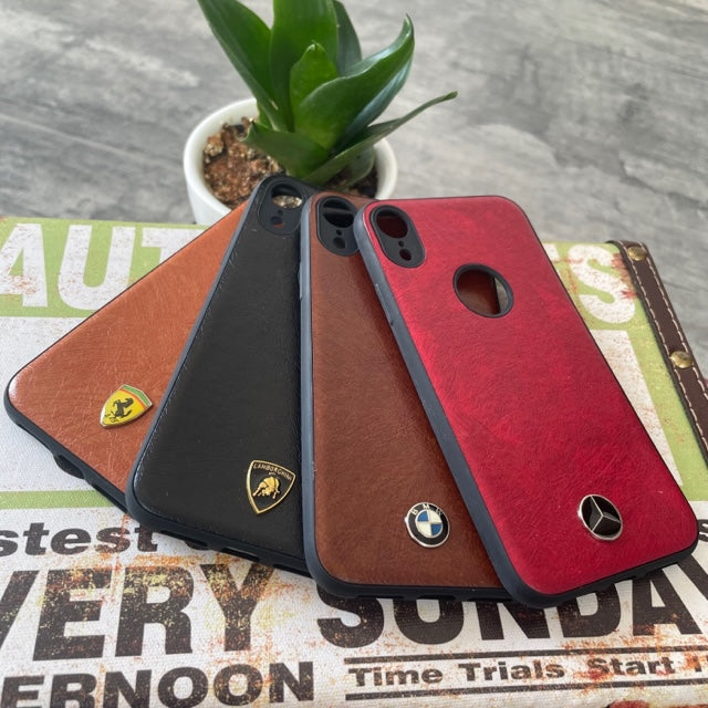 Leather Luxury Car Logo Case For iPhone XR