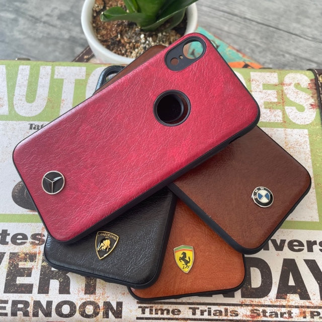 Leather Luxury Car Logo Case For iPhone XR