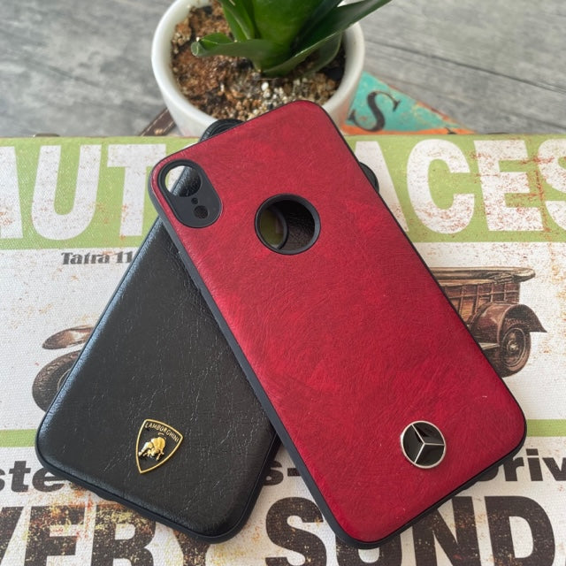 Leather Luxury Car Logo Case For iPhone XR