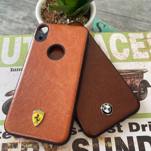 Leather Luxury Car Logo Case For iPhone XR