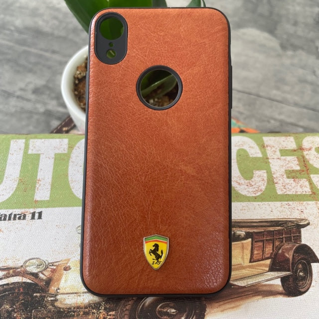 Leather Luxury Car Logo Case For iPhone XR