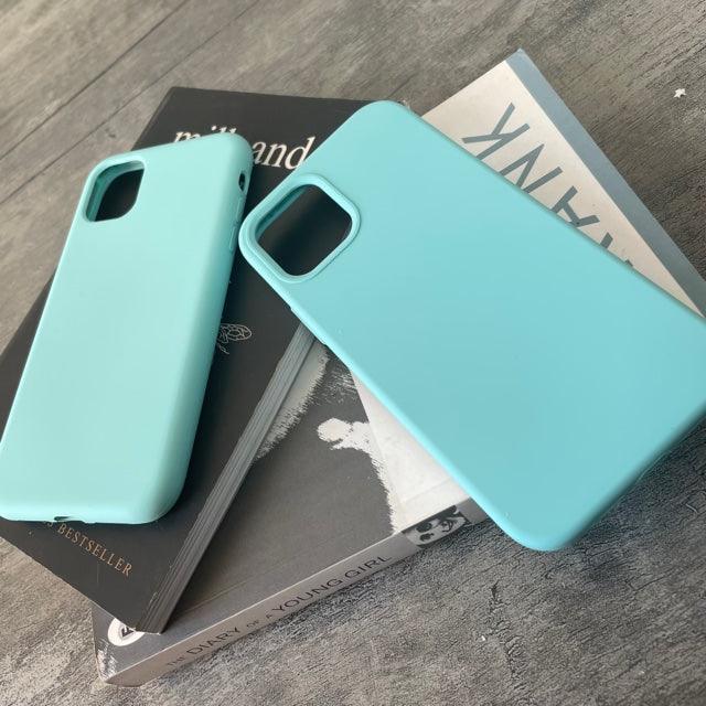 Aqua Blue Liquid Silicone iPhone 11 12 12 Pro Case Cover